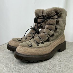 Aquatalia genuine shearling combat boots